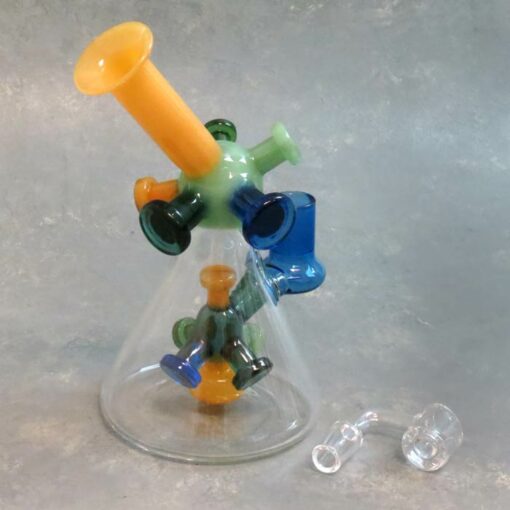 7" 'Wave Breaker' Beaker Glass Water Pipe w/Puck Perc and Banger