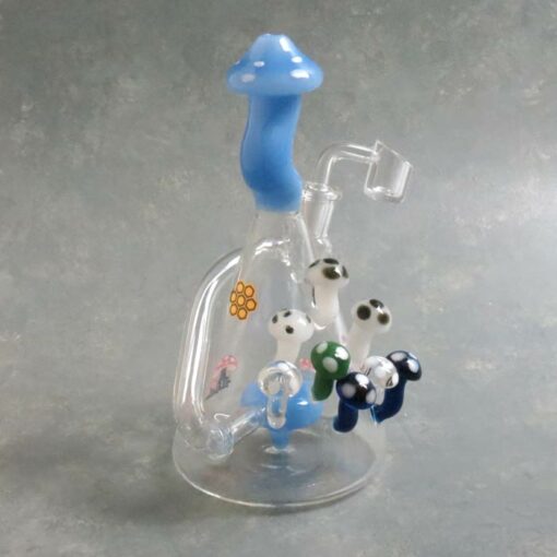 8" Mushroom Colony Beaker Glass Water Pipe w/Puck Perc and Mushroom Mouthpiece
