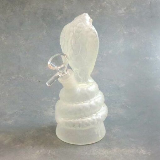 7" Glow-in-the-Dark King Cobra Frosted Glass Water Pipe