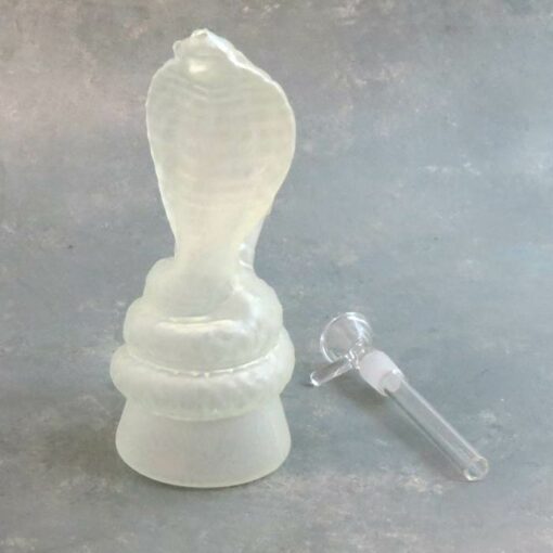 7" Glow-in-the-Dark King Cobra Frosted Glass Water Pipe