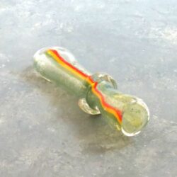 3.25 Inside-Out Rasta Stripe Glass Chillums w/Ring and Flattened Mouthpiece