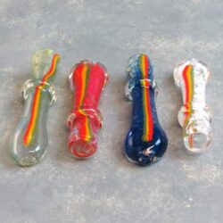 3.25 Inside-Out Rasta Stripe Glass Chillums w/Ring and Flattened Mouthpiece
