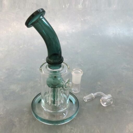 9" Two-Tone Tree Perc Glass Water Pipe w/Thick Base & Bent Wide Mouthpiece