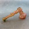 8" Fumed Hammer-Style Glass Bubbler w/Donut Hole, Color Lines, and Accented Grip