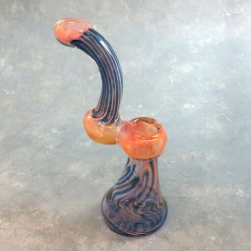 8" Two-Tone Fumed Inside-Out Glass Bubbler w/Tapered Mouthpiece