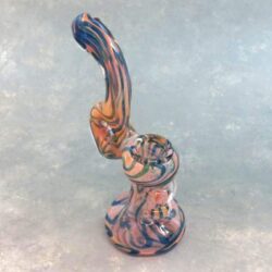 8" Fumed Inside-Out Glass Bubbler w/Donut Hole and Grip