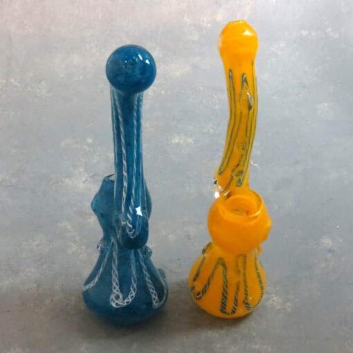 7" Inside-Out Colored Latticino Glass Bubblers w/Donut Hole and Bumps