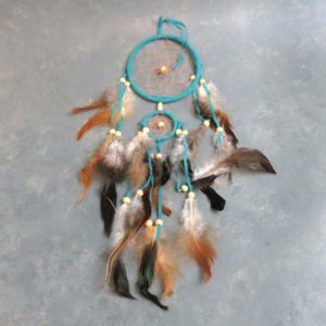 15" Dream Catchers w/ Leather, Feathers, & Wood Beads