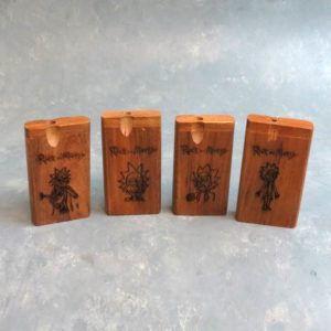 4″ Rick & Morty Burned Wood Dugouts w/3″ Metal Cigarette One-Hitter