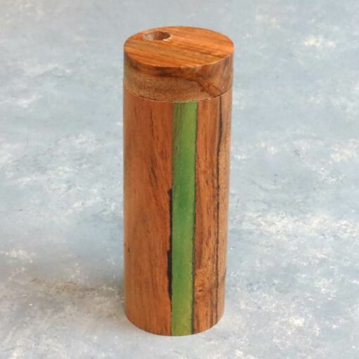 4" Round Wood Dugouts w/Color Inlay and 3" Metal Cigarette One-Hitter