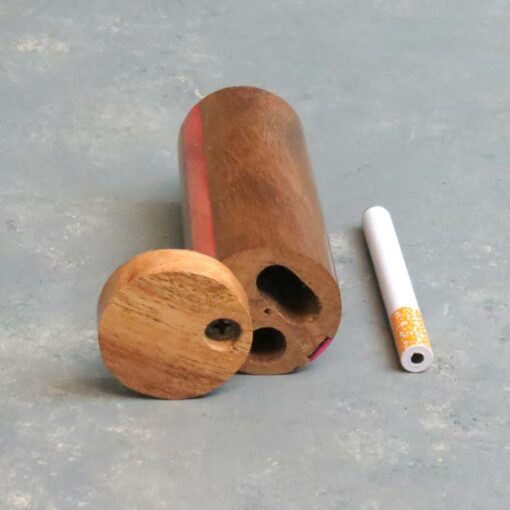 4" Round Wood Dugouts w/Color Inlay and 3" Metal Cigarette One-Hitter