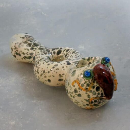 5.5" Inside-Out Accented Color Dots Donut Hole Glass Hand Pipes w/Creature