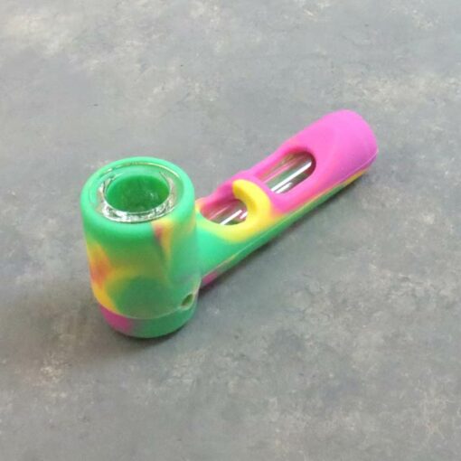 4.5" 3-Part Glass & Silicone Hand Pipes w/Carb