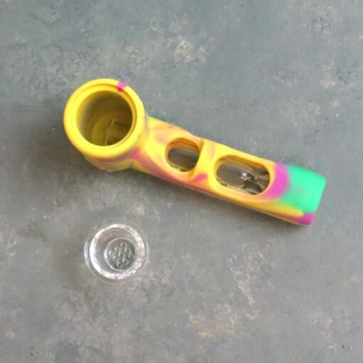 4.5" 3-Part Glass & Silicone Hand Pipes w/Carb
