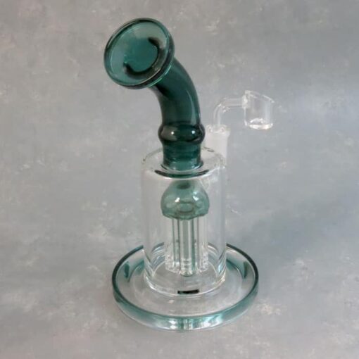 9" Color Accent Tree Perc Glass Water Pipe/Oil Rig w/Heavy Base & Bent Mouthpiece