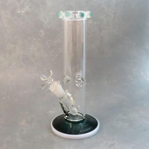 11" Straight-Tube Bumpy Mouthpiece Glass Water Pipe w/Heavy Colored Base, Ice Catch, & Diffused Downstem