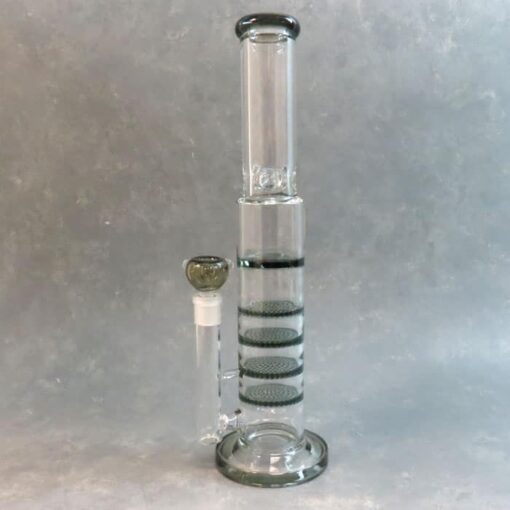 17" Quadruple Honeycomb + Turbo Perc Straight Tube Glass Water Pipe w/Base & Ice Catch