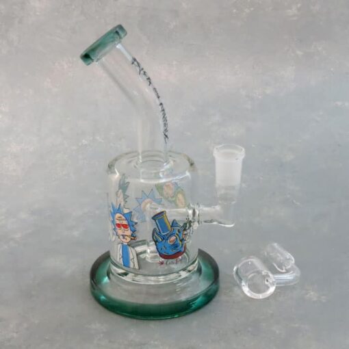 7" Rick & Morty Inline Perc Glass Dab Rig w/Quartz Bucket