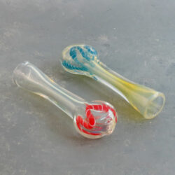 3" Fumed Color Accent Glass Chillums w/Long Bowl & Flared Mouthpiece