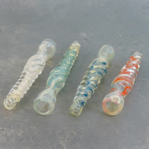 4" Fumed & Twisted Glass Chillums w/Color Accent