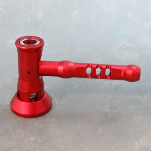 6" Cheech Hammer-Style Metal Encased Quartz Bubbler Hand Pipe w/Base & Pipe Cleaner