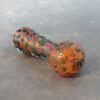5.5" Fumed Inside-Out Dots Iridescent Thick Glass Hand Pipes w/Flat Bottom Bowl