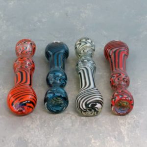 4" Wig-Wag Style Glass Chillums w/Bulge & Tapered Mouthpiece