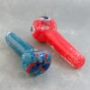 4" Straight Spoon Style Color Cloud Glass Hand Pipes w/Bowl Accent