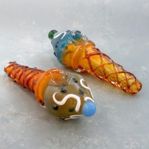 6" Ice Cream Cone Glass Hand Pipes w/Carb