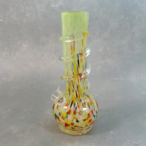 10" Vase-Style Stretched Party Dots Soft Glass Water Pipe w/Coil Wrap, Ice Catch and Slide