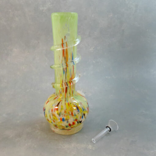 10" Vase-Style Stretched Party Dots Soft Glass Water Pipe w/Coil Wrap, Ice Catch and Slide