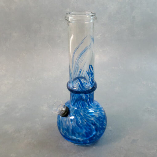 10" Color Streak to Color Blots Vase Style Soft Glass Water Pipe w/ Ring & Slide