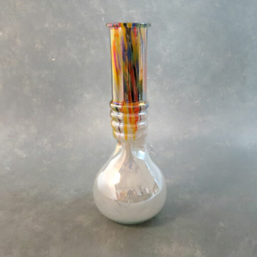12" Chromametallic Color Streak Ribbed Vase Style Soft Glass Water Pipe w/Ice Catch & Slide