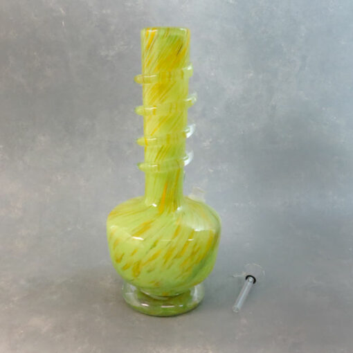 12" Color Twist Vase Style Soft Glass Water Pipe w/Ice Catch, Coil Wrap, and Base