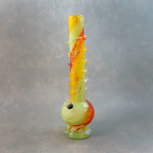 16" Color Streak Twist Vase Style Soft Glass Water Pipe w/Coil Wrap and Slide