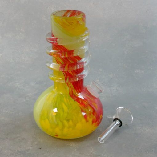 6" Vase-Style Rasta Color Twist Soft Glass Water Pipe w/Ice Catch and Slide