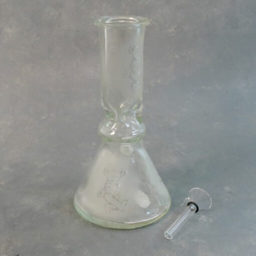 8" Beaker-Style Chromametallic Grateful Dead Bear Soft Glass Water Pipe w/Ice Catch and Slide