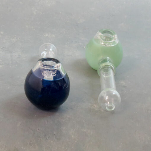 5.5" Bucket Bowl Glass Hand Pipes w/Ring and Color Chamber