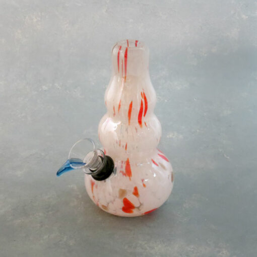 5.5" Color Splotch Ribbed Vase Style Mini Soft Glass Water Pipe w/Slide Bowl