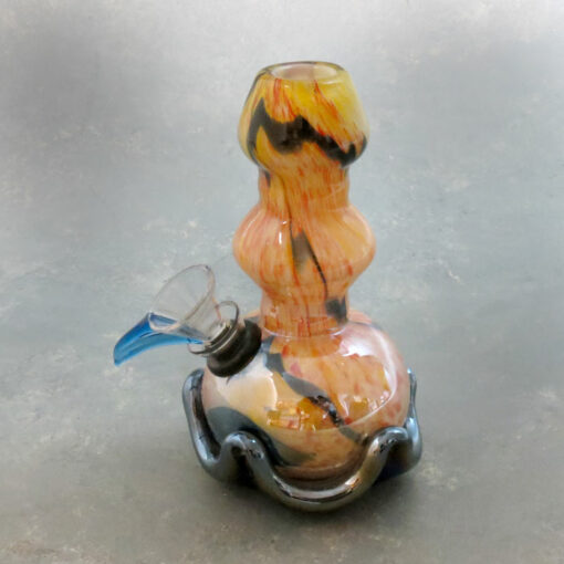 5" Mini Beaded Vase Inside-Out Soft Glass Water Pipe w/Fancy Base & Slide