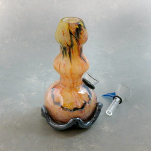 5" Mini Beaded Vase Inside-Out Soft Glass Water Pipe w/Fancy Base & Slide