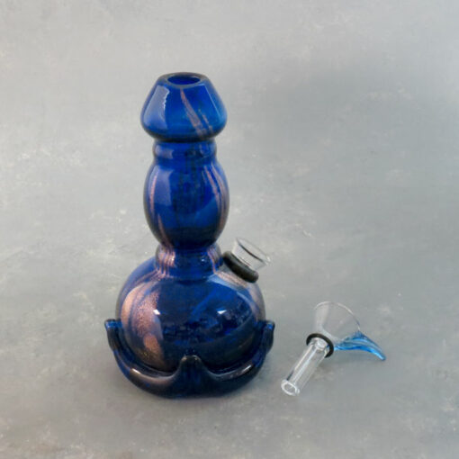 6" Glitter Streaks Mini Soft Glass Water Pipe w/Fancy Base & Slide Bowl