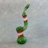 9" Glass Bubbler w/Wigwag Design and Elongated Mouthpiece