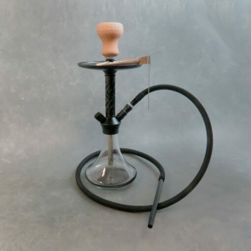 18" Smooth Vase Aluminum and Glass One-Hose Hookah w/Silicone Hose, Clay Bowl? Color in base