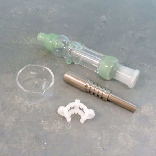 7" Dome Perc Nectar Collector Kit w/Titanium Nail, Glass Bucket, and Clip