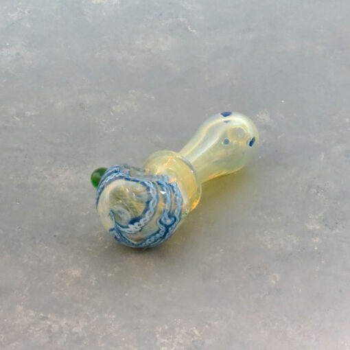 4" Fumed Latticino Glass Hand Pipes w/Ring, Bump & Carb