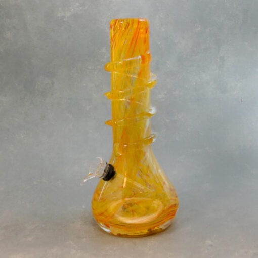 10" Color Streak Vase Style Soft Glass Water Pipe w/Coil Wrap & Slide Bowl
