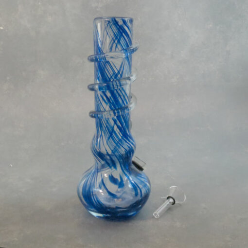 10" Single Color Streak Curvy Vase Style Soft Glass Water Pipe w/Coil Wrap & Slide Bowl