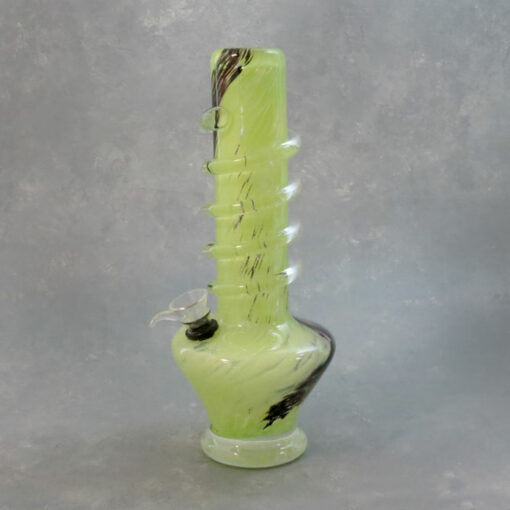 10" Double Color Streak Vase Style Soft Glass Water Pipe w/Coil Wrap & Slide Bowl