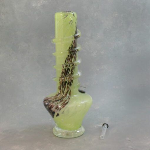 10" Double Color Streak Vase Style Soft Glass Water Pipe w/Coil Wrap & Slide Bowl